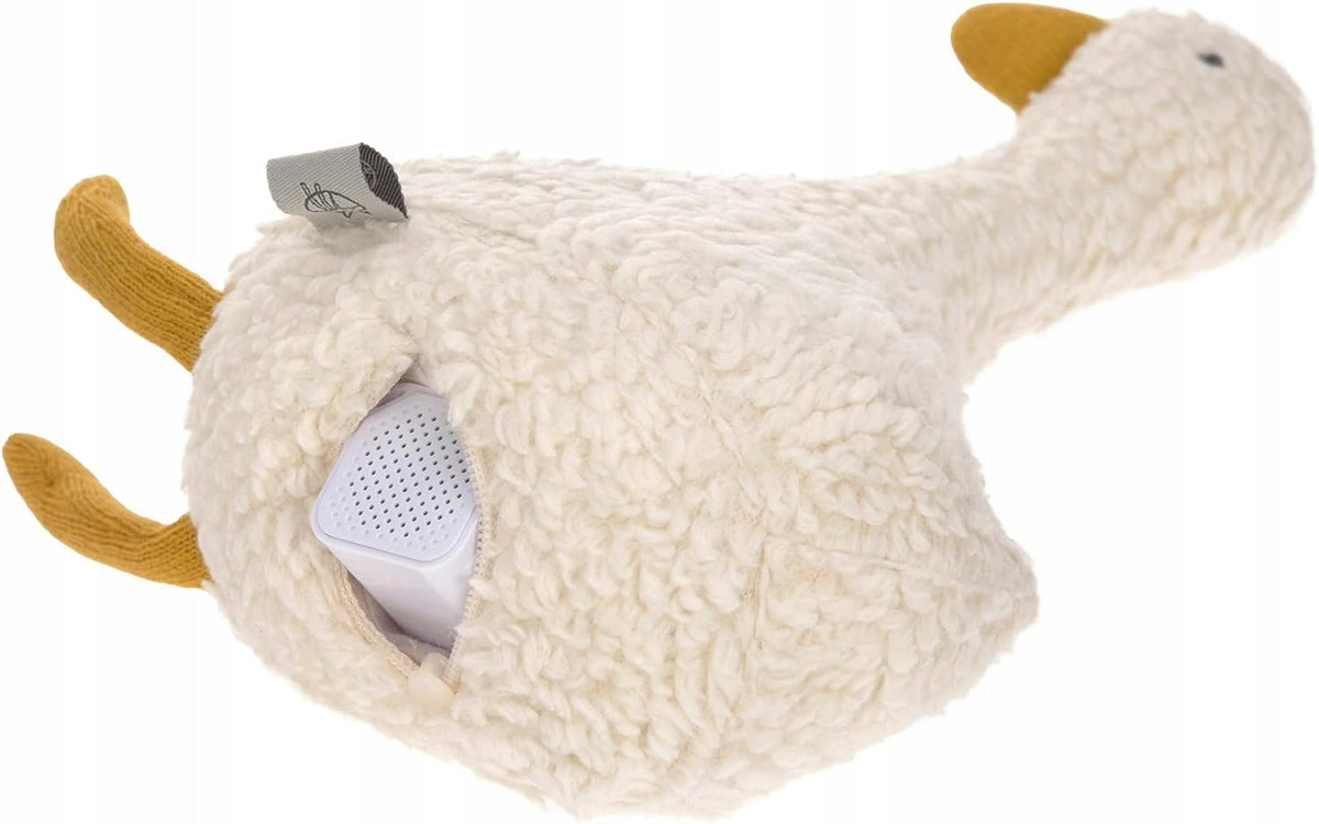 LASSIG Gęś cyfrowa pozytywka przytulanka z głośnikiem Bluetooth 22 cm, biało-żółta, dla dzieci 2 m+