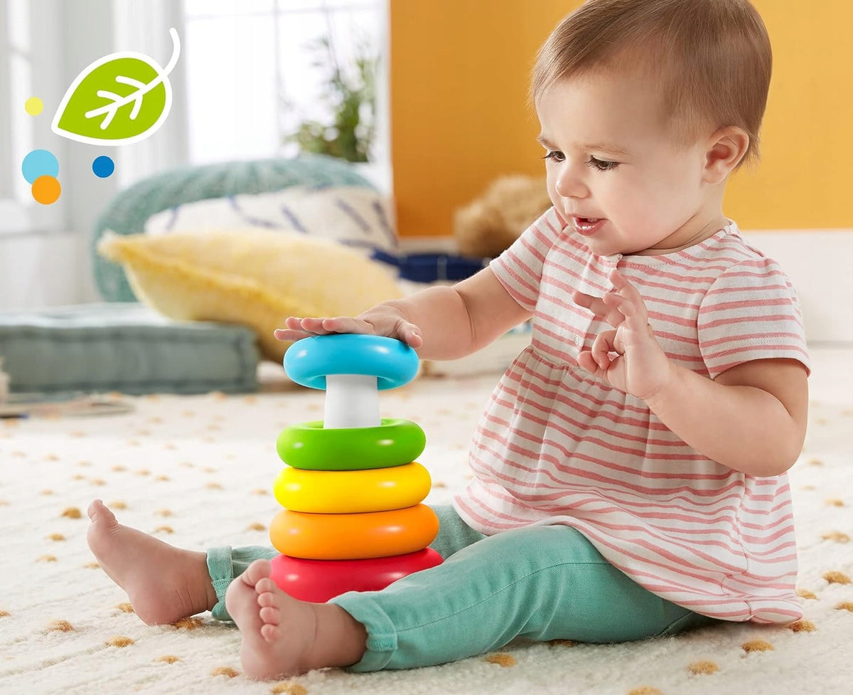 FISHER-PRICE Rock-a-Stack piramida 5 kółek 21 cm, kolorowa zabawka dla niemowląt do układania