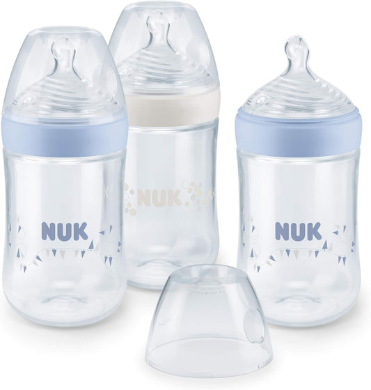 NUK Nature Sense zestaw butelek 3x, wiek 6-18 m, butelki 260 ml z silikonowym smoczkiem M