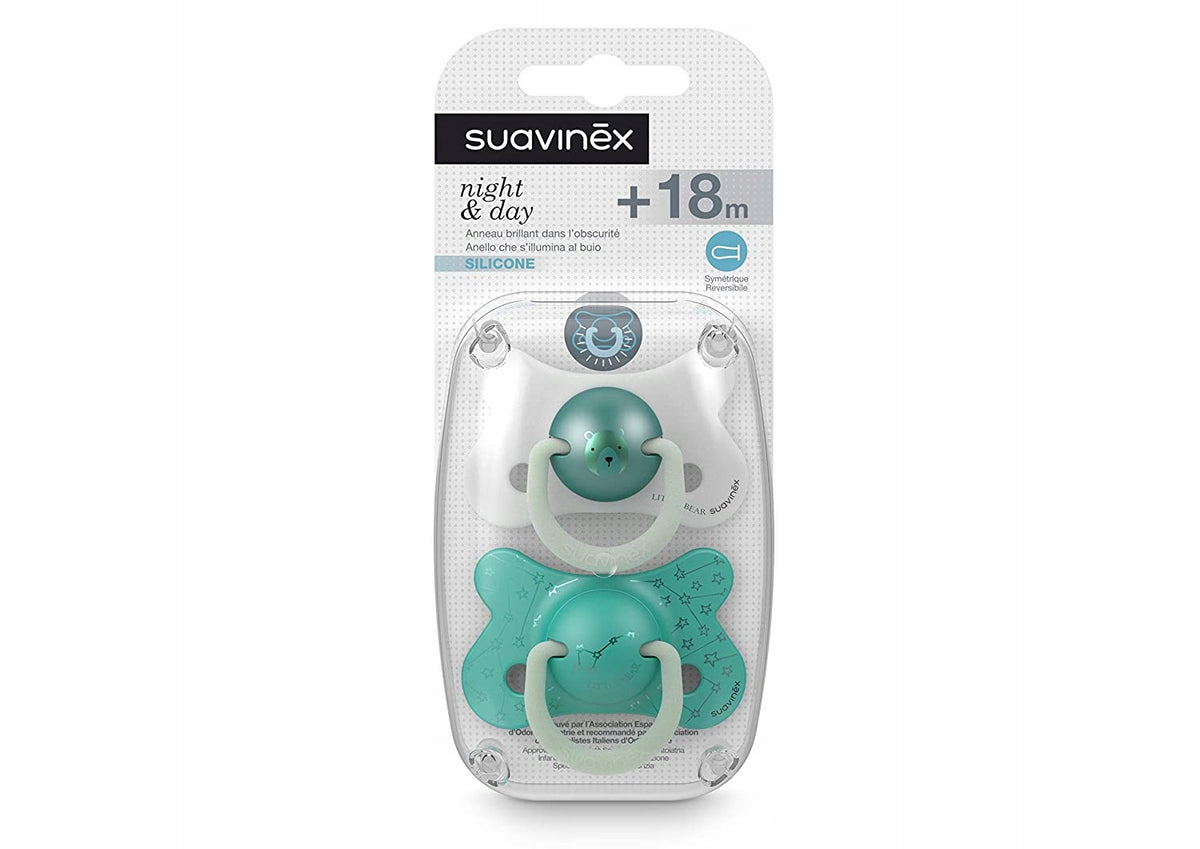 SUAVINEX πιπίλες Day&Night x2 σιλικόνης 18μ+ ΦΩΤΙΖΟΥΝ ΣΤΟ ΣΚΟΤΑΔΙ