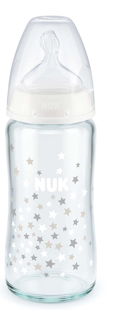 NUK First Choice+ skleněná láhev 240 ml 0-6 m dudlík M indikátor teploty