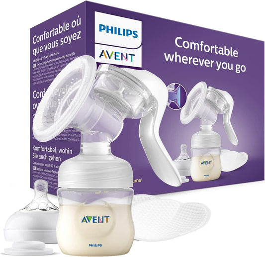 PHILIPS AVENT Natural SCF430/10 laktator ręczny z butelką Natural 125 ml, smoczkiem i akcesoriami, biały
