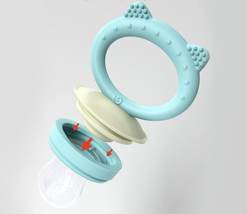 KOSHINE set includes fruit feeder x2, teats x5, spoon with container x1, pacifier chain x1