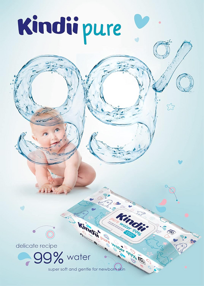 KINDII Pure Water 99 chusteczki nawilżane wodą x60 – zdjęcie produktu 4