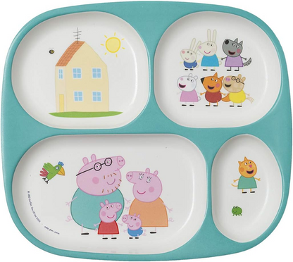 PETIT JOUR PARIS Farfurie din melamină cu 4 compartimente Peppa Pig 21 x 24 cm