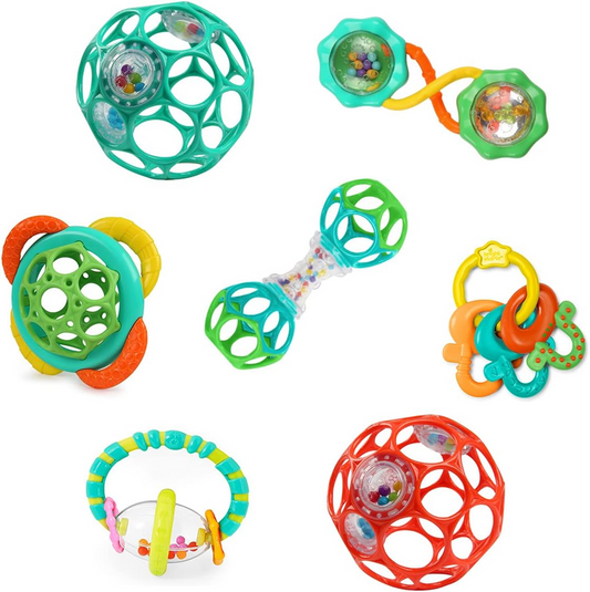 BRIGHT STARTS Soothers & Shakers zestaw zabawek dla niemowląt 7 sztuk 6 m+