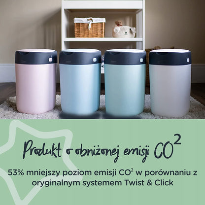 TOMMEE TIPPEE Twist&Click kosz na pieluchy w pastelowych kolorach, produkt o obniżonej emisji CO2