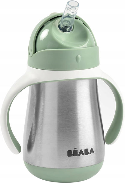 BEABA stalen anti-lekbeker met rietje 250 ml