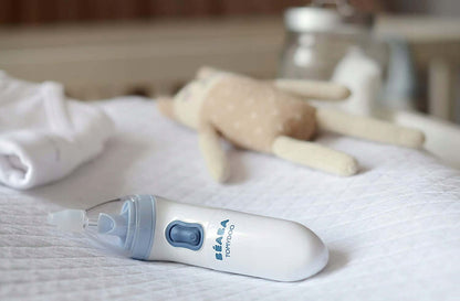 BEABA Tomydoo ELEKTRYCZNY ASPIRATOR do nosa "O biały elektryczny aspirator do nosa dla dziecka, zestaw 3 końcówek