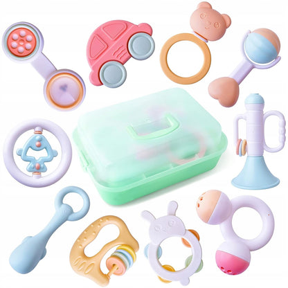 TOYABI Baby Rattles set di 10 sonagli + scatola per la conservazione