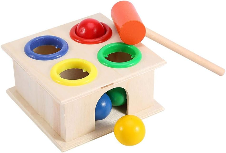 ZERODIS cassetta in legno, martello e palline 11 x 11 x 6 cm