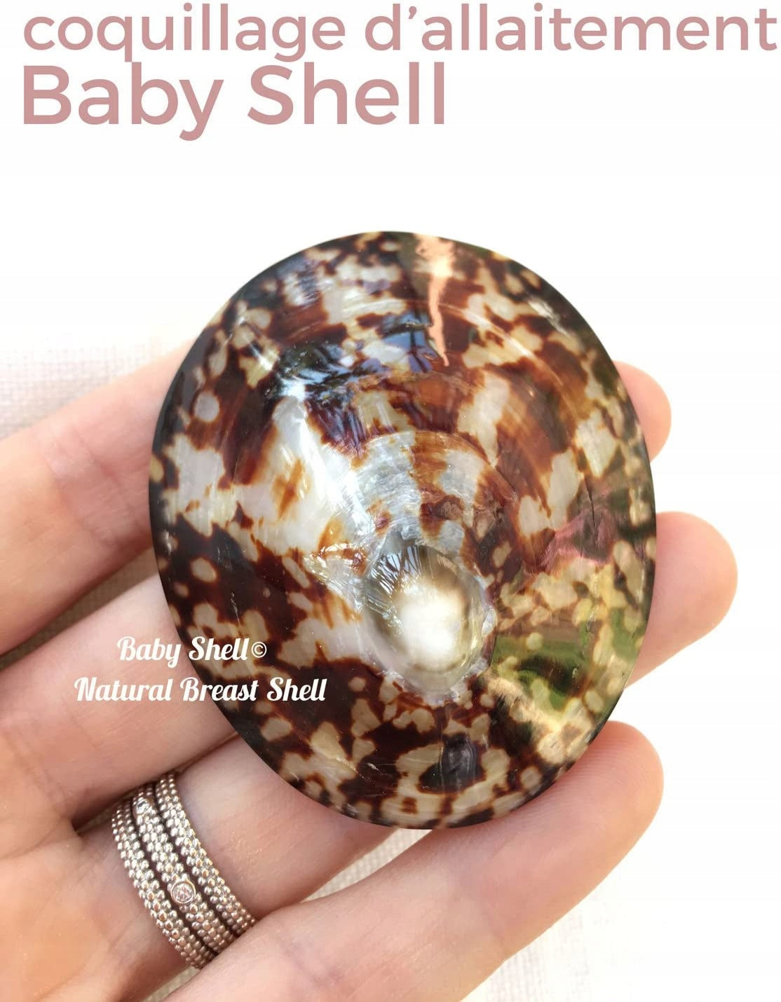 BABY SHELL nakładki muszle z masą perłową, naturalna osłonka na brodawki do karmienia piersią L 7 cm