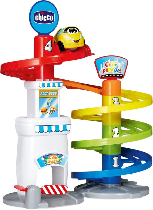 CHICCO πολυεπίπεδο πάρκινγκ 37 εκ. + αυτοκίνητο Turbo Ball
