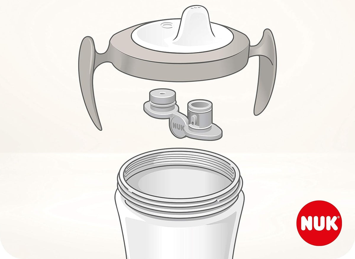 NUK Trainer Cupdrip cupAge 6 m +colour grey with heart motifcapacity 230 mlMaterial polypropylene
