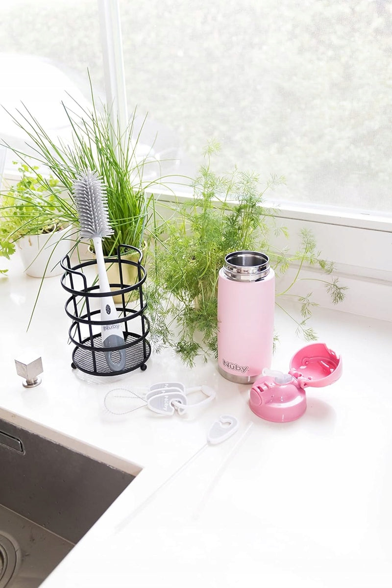 NUBY 2w1 szczotka do czyszczenia smoczków i butelek 30 cm + podstawka – zdjęcie produktu 5