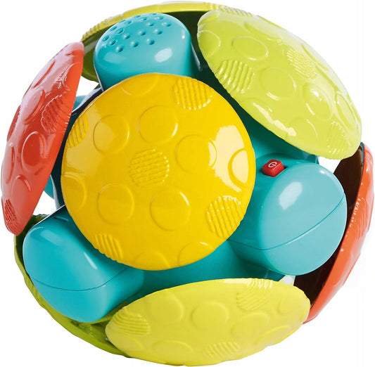 BRIGHT STARTS Wooble Booble drgająca kula z melodią do raczkowania 12 cm, kolorowa zabawka dla dzieci 3m+
