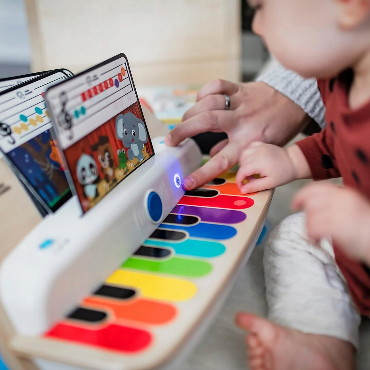 HAPE BABY EINSTEIN pian electric din lemn cu atingere + 5 carduri muzicale
