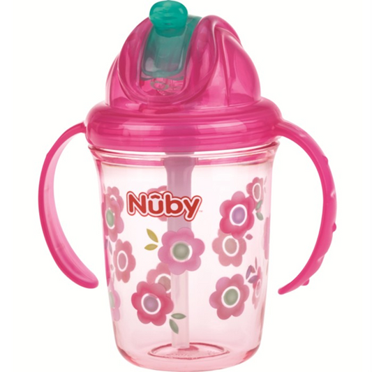 NUBY Flip-it Cup gobelet anti-fuite avec paille 12 m+ 240 ml