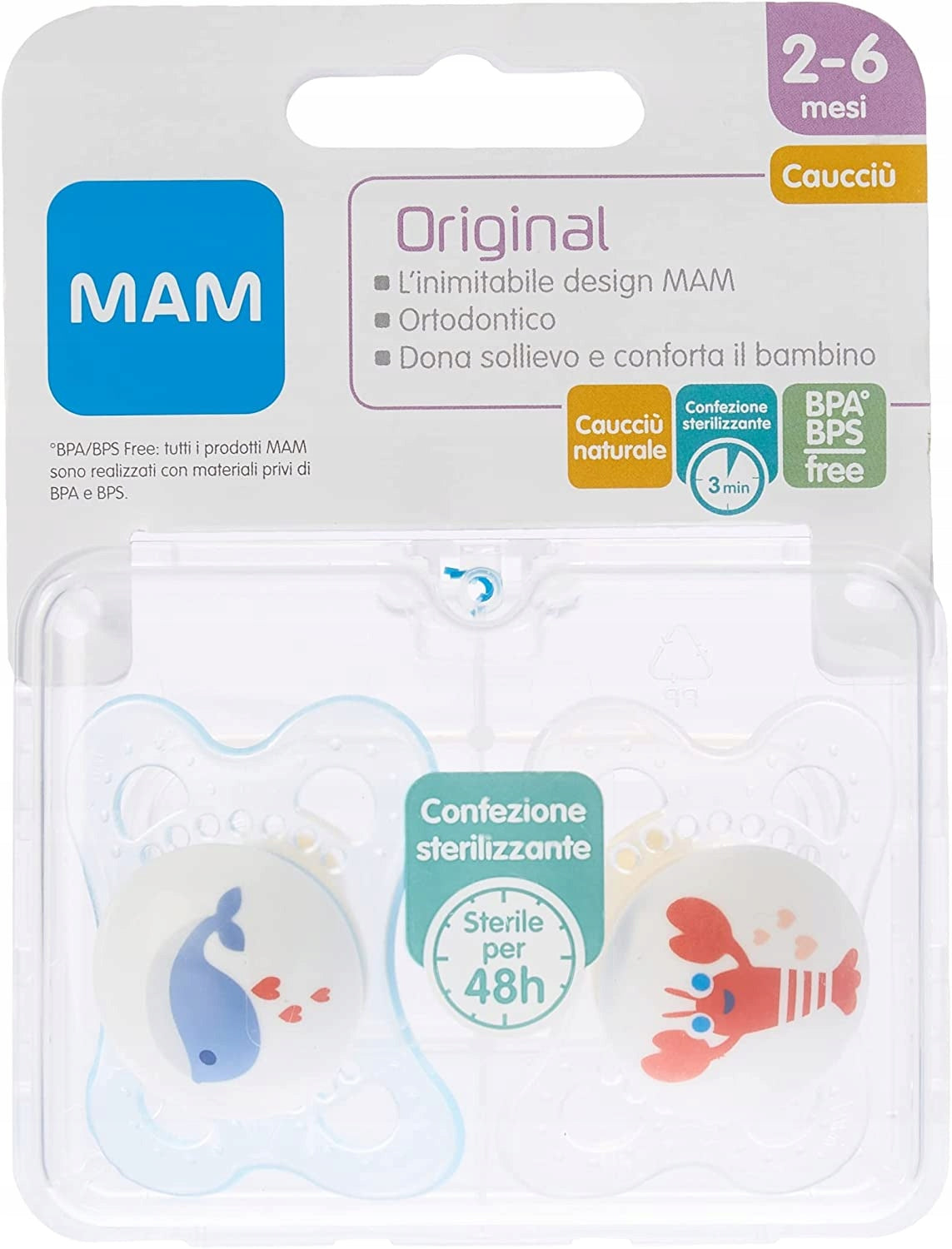 MAM ORIGINAL smoczek uspokajający 2-6m box steryli KAUCZUK – zdjęcie produktu 3