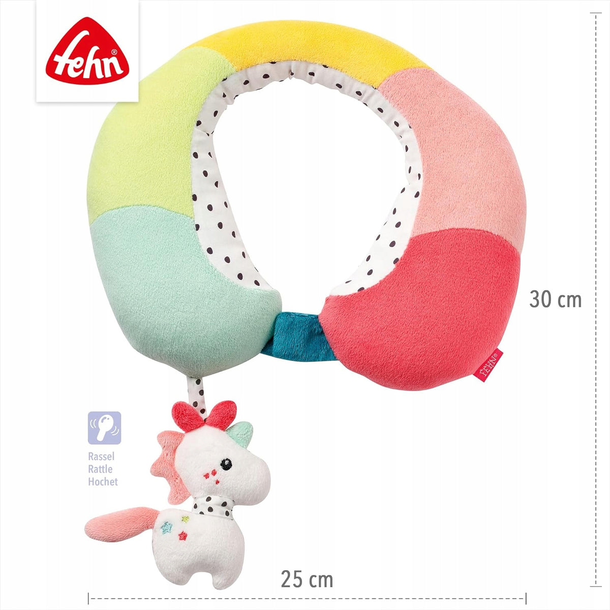 FEHN Aiko&Yuki poduszka zagłówek podróżny z grzechotką JEDNOROŻEC – zdjęcie produktu 5