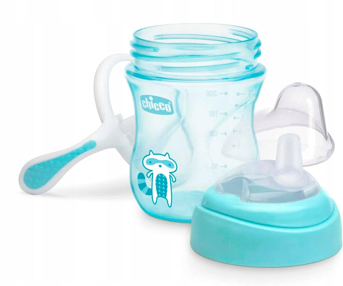 CHICCO Transition Cup hrnek nekapající s náustkem a držadly 200 ml 4 m+