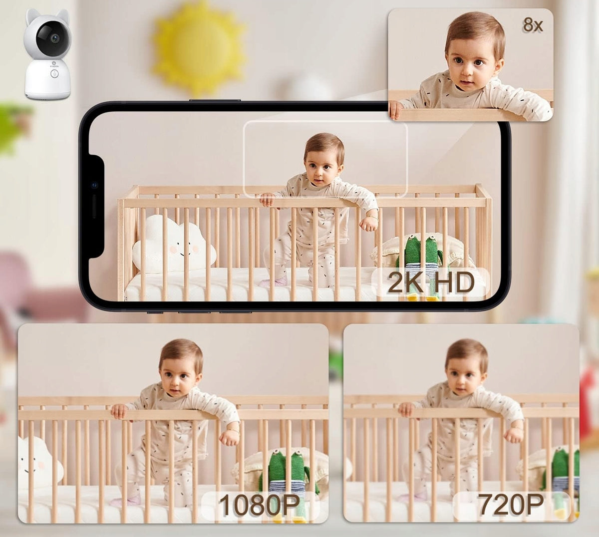EYRIZONremote-controlled electronic nannyiPhone not includedcolour whitemains power supply for the