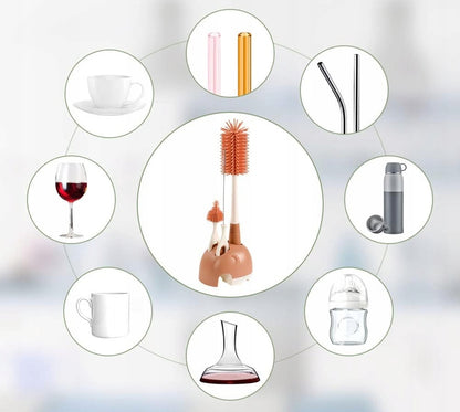 VICLOON 3în1 perii din silicon pentru curățarea sticlelor, tetinelor, paielor 32cm