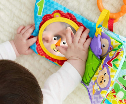 FISHER-PRICE FGJ40 książeczka sensoryczna aktywizująca ZAWIESZKA, kolorowa książeczka dla niemowląt 0+
