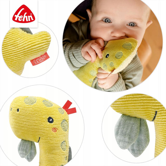 FEHN peluche coccolone con sonaglio e squeaker DINO 17,5 cm