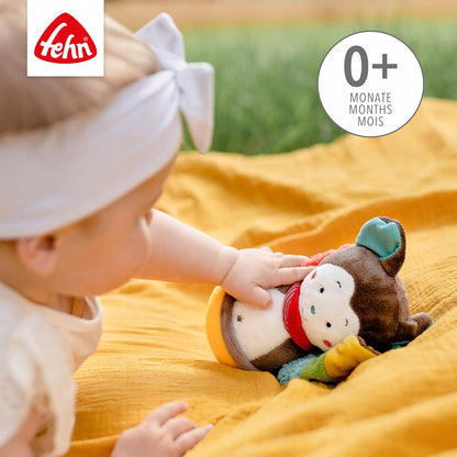 FEHN Nietoperz wańka WSTAŃKA 20cm grzechotka dla niemowląt 0+, wielokolorowa, miękka i bezpieczna