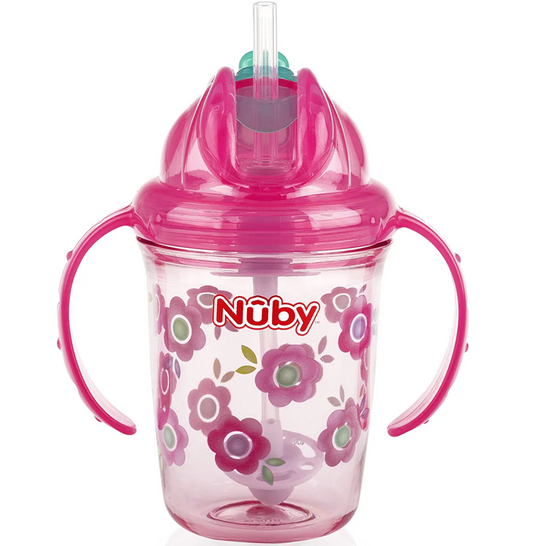 NUBY Flip-it Cup tazza antigoccia con cannuccia 12 m+ 240 ml