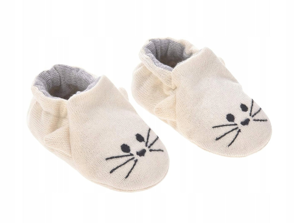 LASSIG Litle Chums Cat BUTY DLA NIEMOWLĄT z bawełny organicznej + worek, beżowe, 0-6 m