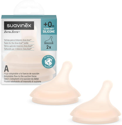 SUAVINEX Zero Zero θηλή μπιμπερό (A) Adaptable Flow 0m+ x2