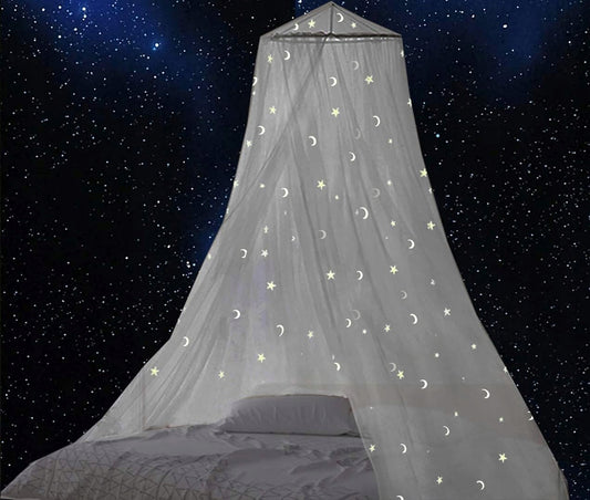 GLOW BED klamboe voor kinderbed, luifel met fluorescerende sterren
