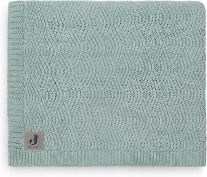 JOLLEIN koc z dzianiny dla dzieci 100 x 150 cm, popielaty zielony, 100% bawelna, struktura fal