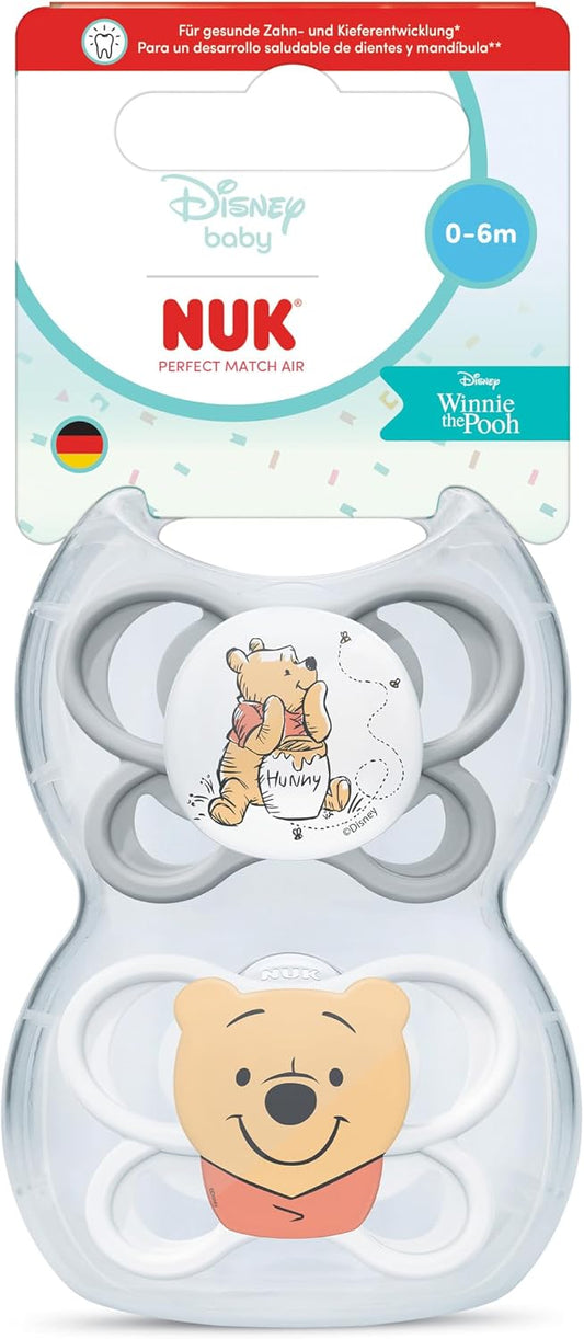 NUK Kubuś Puchatek Air smoczek uspokajający silikonowy 0-6m x2, Disney Winnie the Pooh