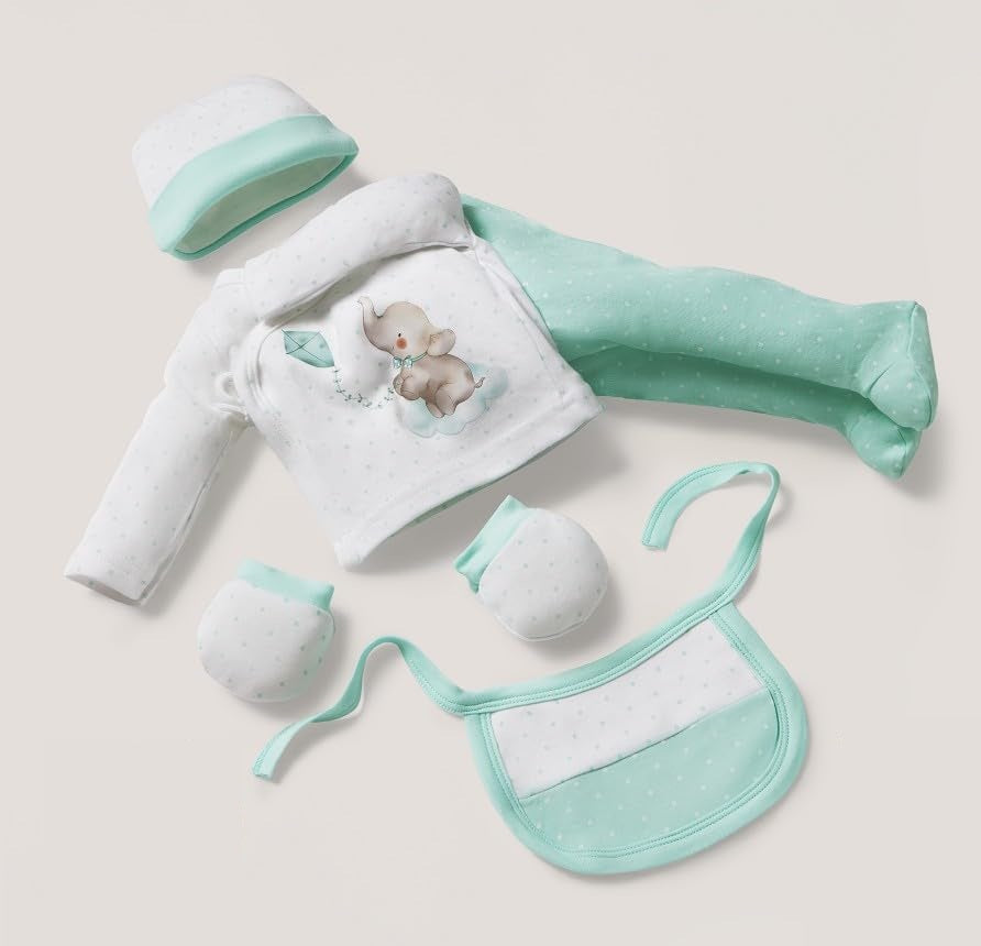 INTERBABY Baumwoll-Geschenkset mit Schlafanzug, Mütze, Socken, Lätzchen und Strumpfhose – Produktfoto 2