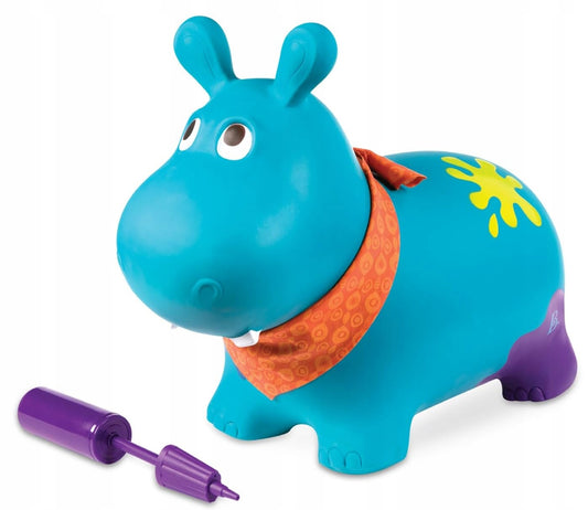 B.TOYS hipopotam GUMOWY SKOCZEK 61 cm + pompka, zielony skoczek dla dzieci 18 m+ z pompką