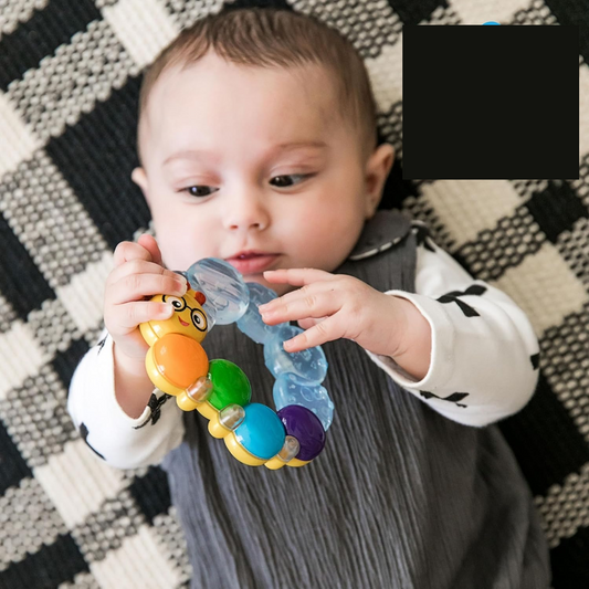 BABY EINSTEIN gryzak chłodzący i masujący z grzechotką GĄSIENICA 3 m+