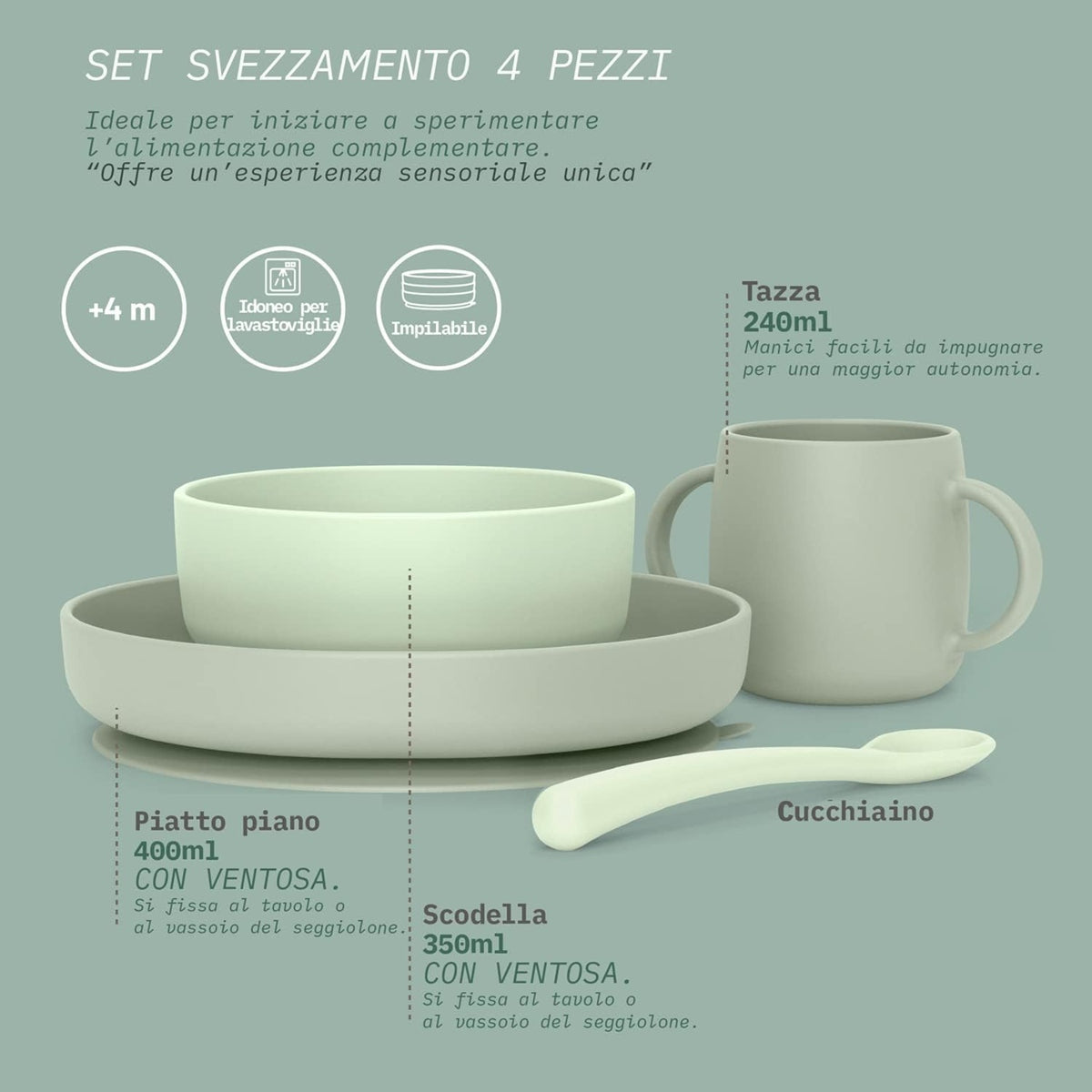 SUAVINEX Selection zestaw naczyń silikonowych 4el. 4m+ – zdjęcie produktu 3