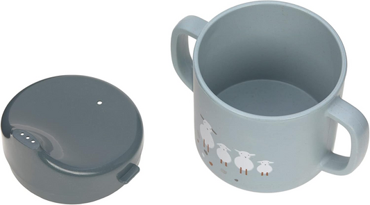 LÄSSIG Sippy Cup Tiny Farmer Sheep csőrös itatópohár 150 ml 6 hónap+
