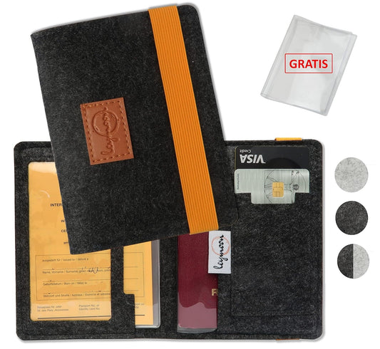 LEYMOON ORGANIZER ETUI na dokumenty kartę szczepień, czarny organizer z przegródkami i gratisowym etui na dokumenty