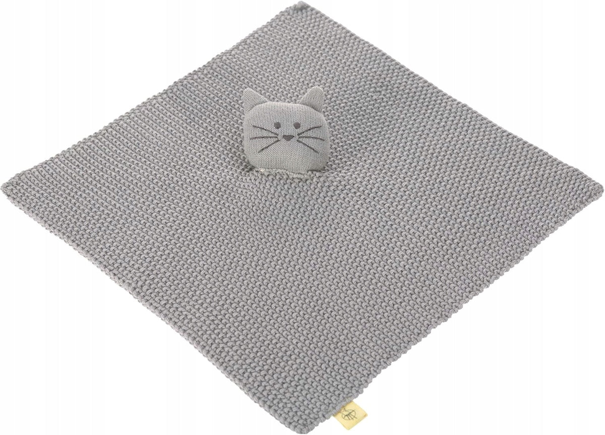 LASSIG Little Chums edredón de punto con gato de peluche 26 cm