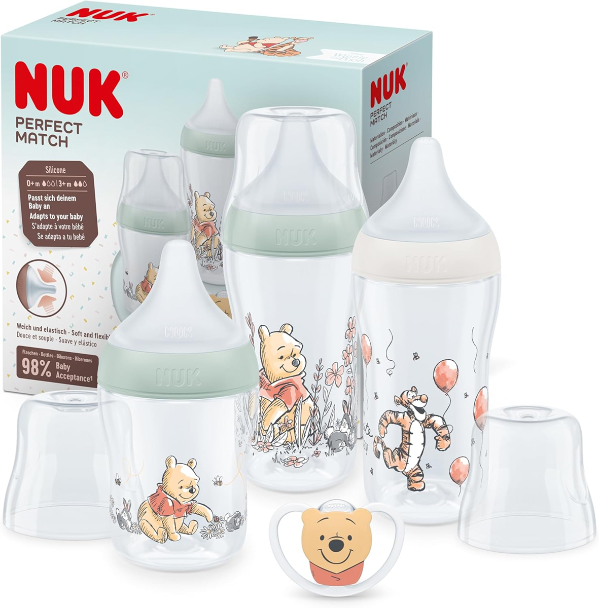 NUK Perfect Match startovací sada lahviček + dudlík Winnie The Pooh