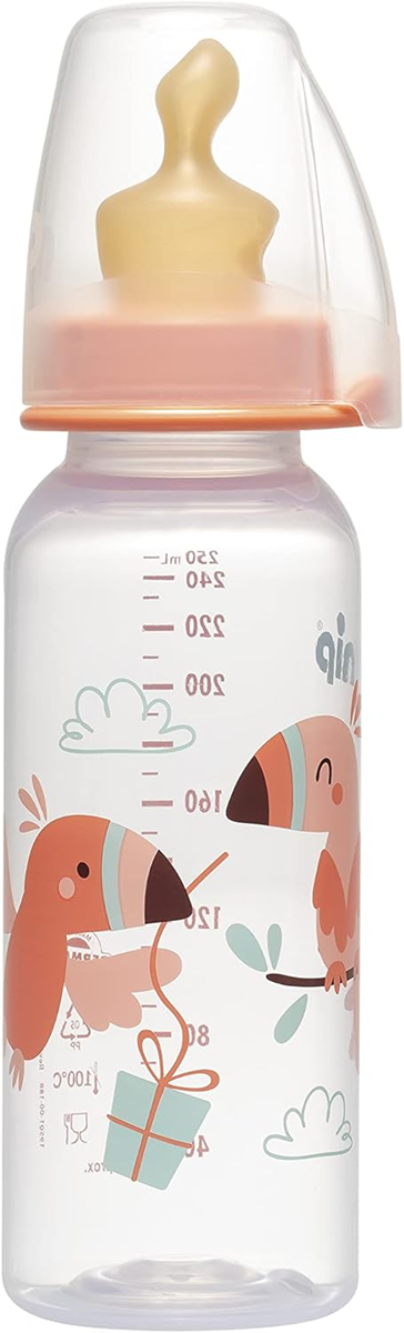 NIP fles met latex speen maat M middelmatige stroom 240 ml