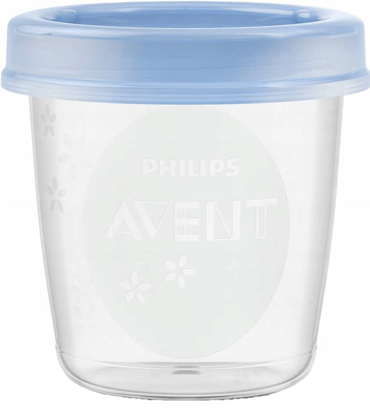PHILIPS AVENT pojemniki na żywność x5 180ml, niebieska pokrywka, szczelny pojemnik BPA free do przechowywania żywności