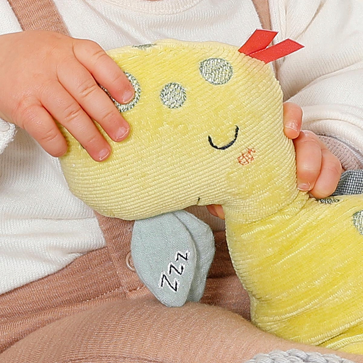 FEHN fløjlsblød krammebamse med natlampe DINO 20 x 23 cm