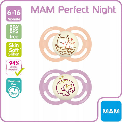 MAM Perfect Night succhietto calmante x2 6-18 mesi + box