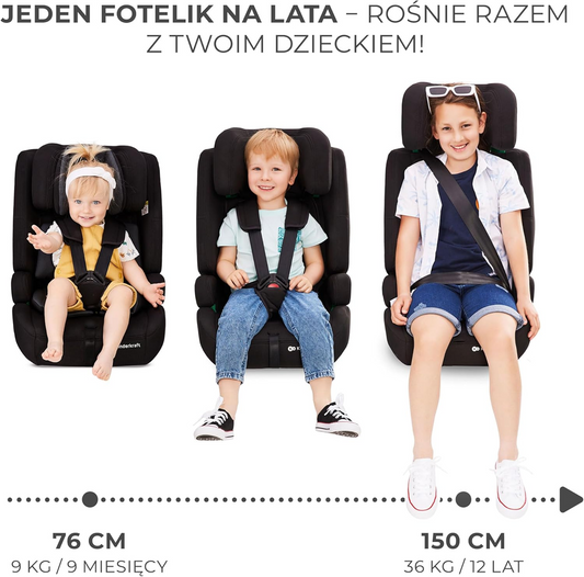 KINDERKRAFT SAFETY FIX 2 i-Size fotelik samochodowy 9-36kg gr 1/2/3 ISOFIX