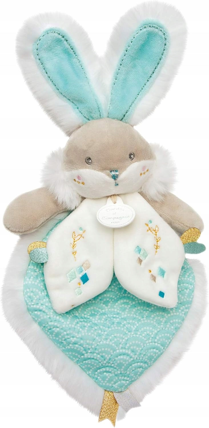 DOUDOU et Compagnie komforter przytulanka KRÓLIK biało-niebieski z miejscem na smoczek